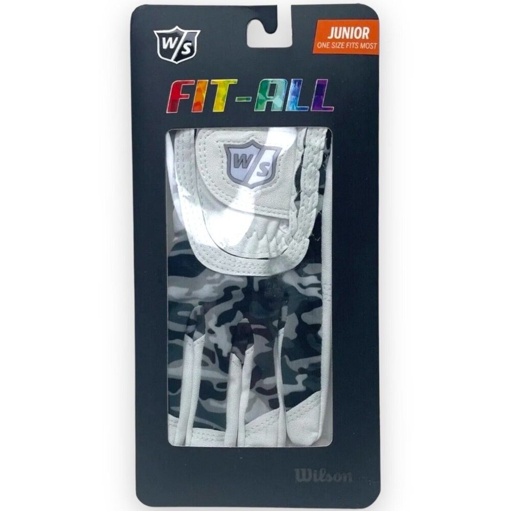 Wilson Staff Fit All White -  Black & Grey Camo Junior Golf Glove